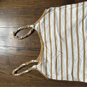 Aerie White and Tan Striped Tank Top